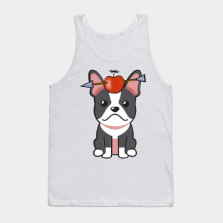 Funny french bulldog is playing william tell with an apple and arrow Tank Top